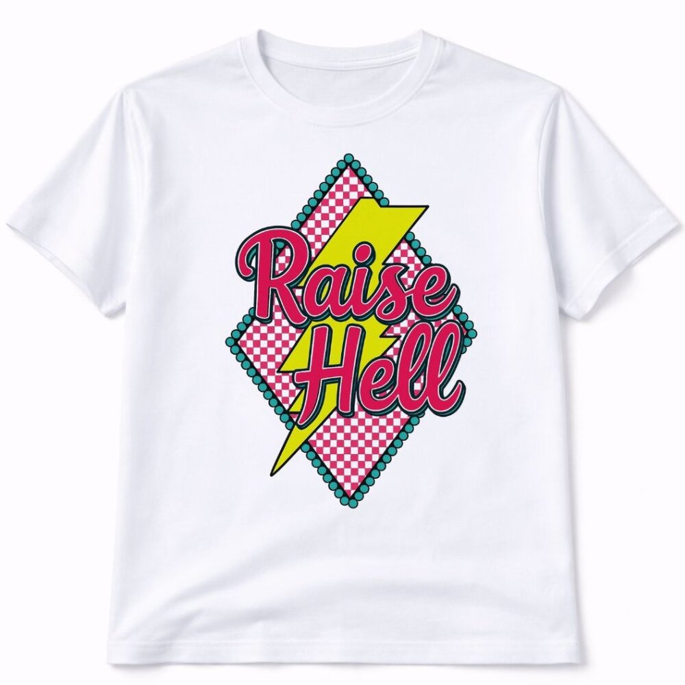 Raise Hell Western  Graphic T Shirt Trendy Boutique Style Tee Womens Gifts White